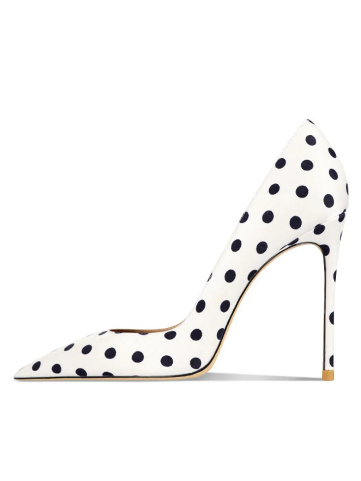 12cm Height Women's White Polka dot Pointed Toe PU Leather Heels