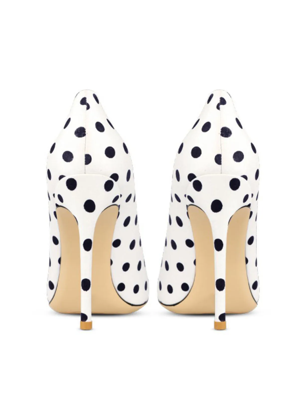 12cm Height Women's White Polka dot Pointed Toe PU Leather Heels