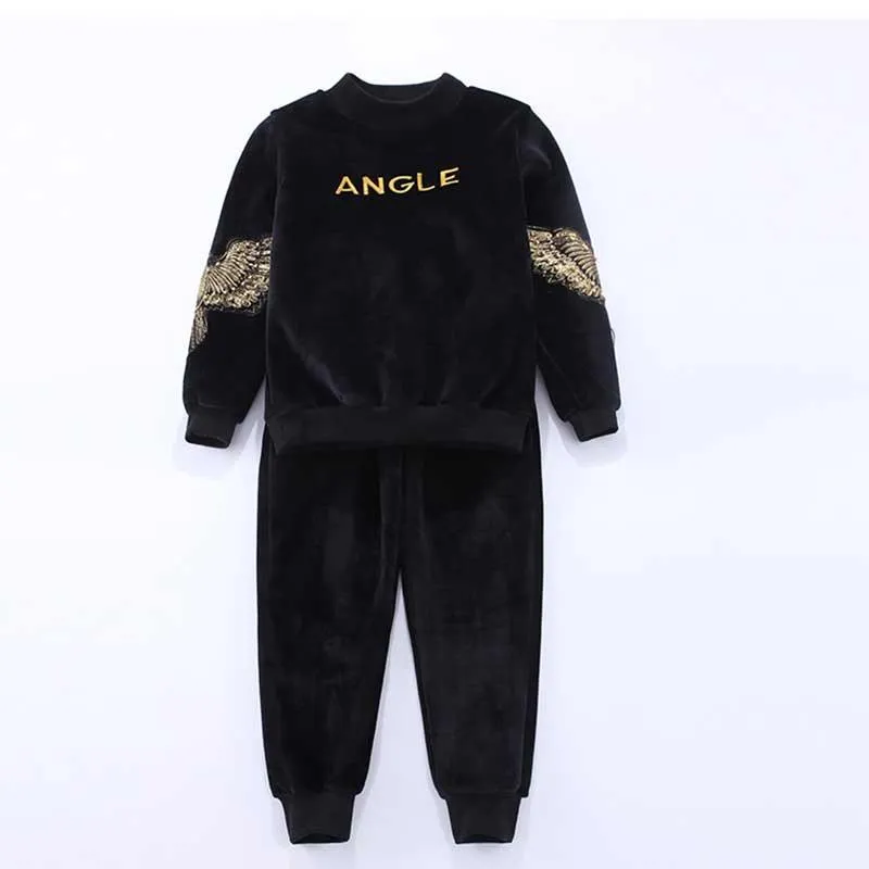 2-piece Letter Pattern Sweatshirts & Pants for Girl