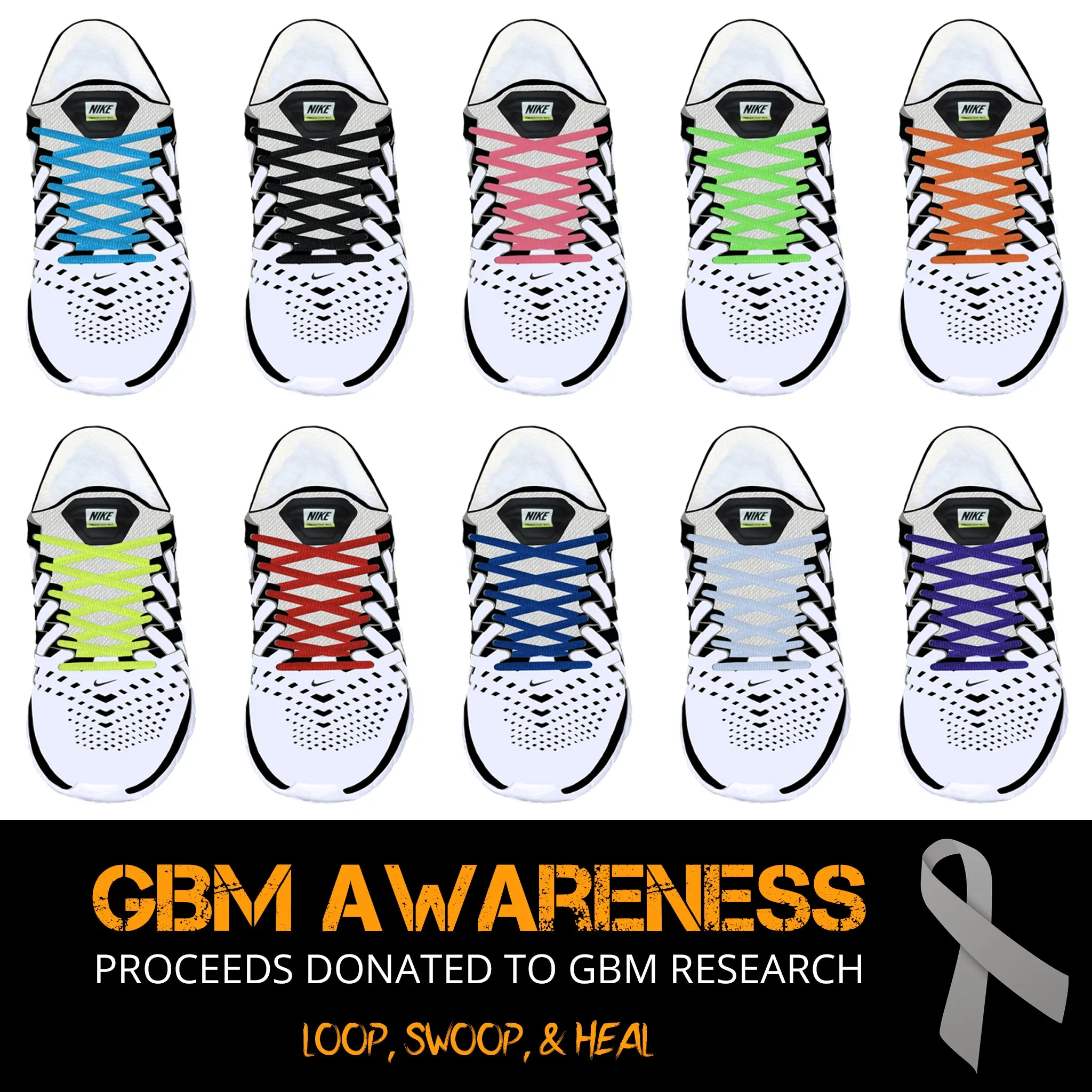 63" Oval Athletic Laces for GBM Awareness