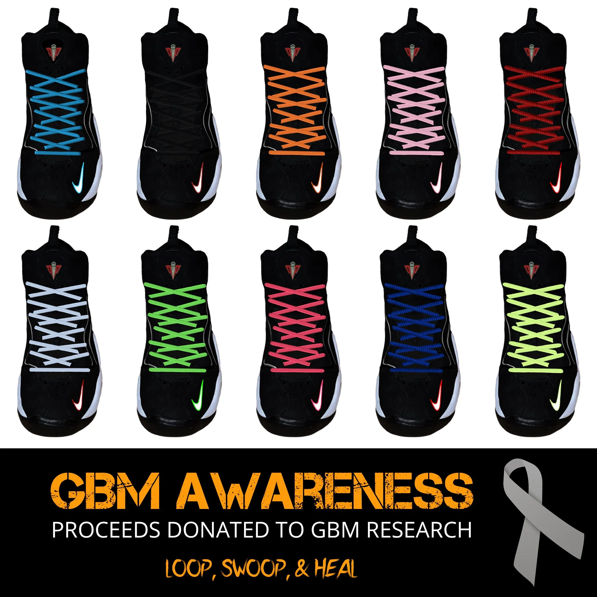 72" Round Athletic Laces for GBM Awareness