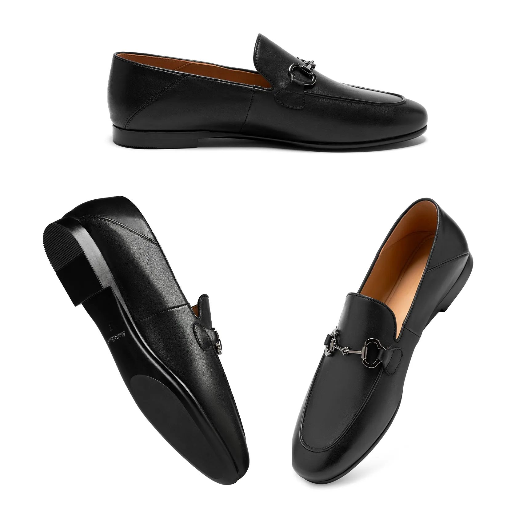 AiciBerllucci COCO Black  Women's Leather Loafer,Casual Loafers Shoes, Slip on Loafers Shoes for Women,Soft Comfort Flat Loafer Shoes for Ladies