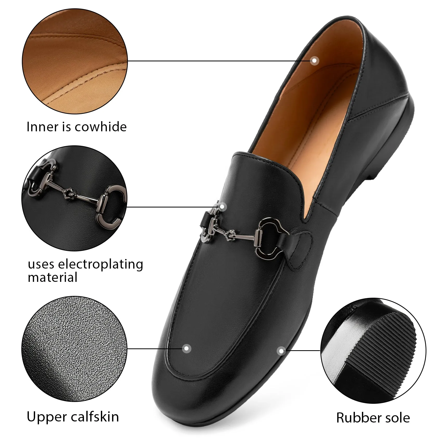 AiciBerllucci COCO Black  Women's Leather Loafer,Casual Loafers Shoes, Slip on Loafers Shoes for Women,Soft Comfort Flat Loafer Shoes for Ladies