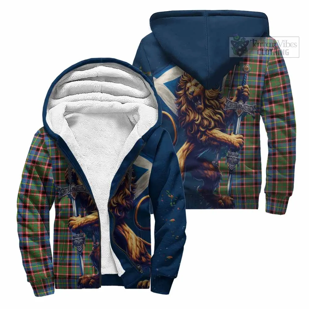 Aikenhead Tartan Family Crest Sherpa Hoodie with Scottish Majestic Lion