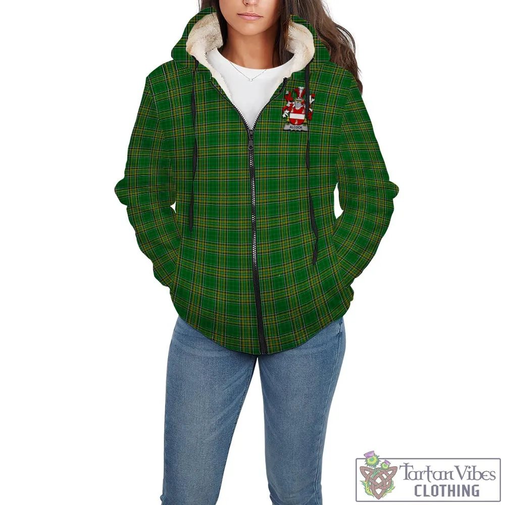 Alcock Irish Clan Tartan Sherpa Hoodie with Coat of Arms