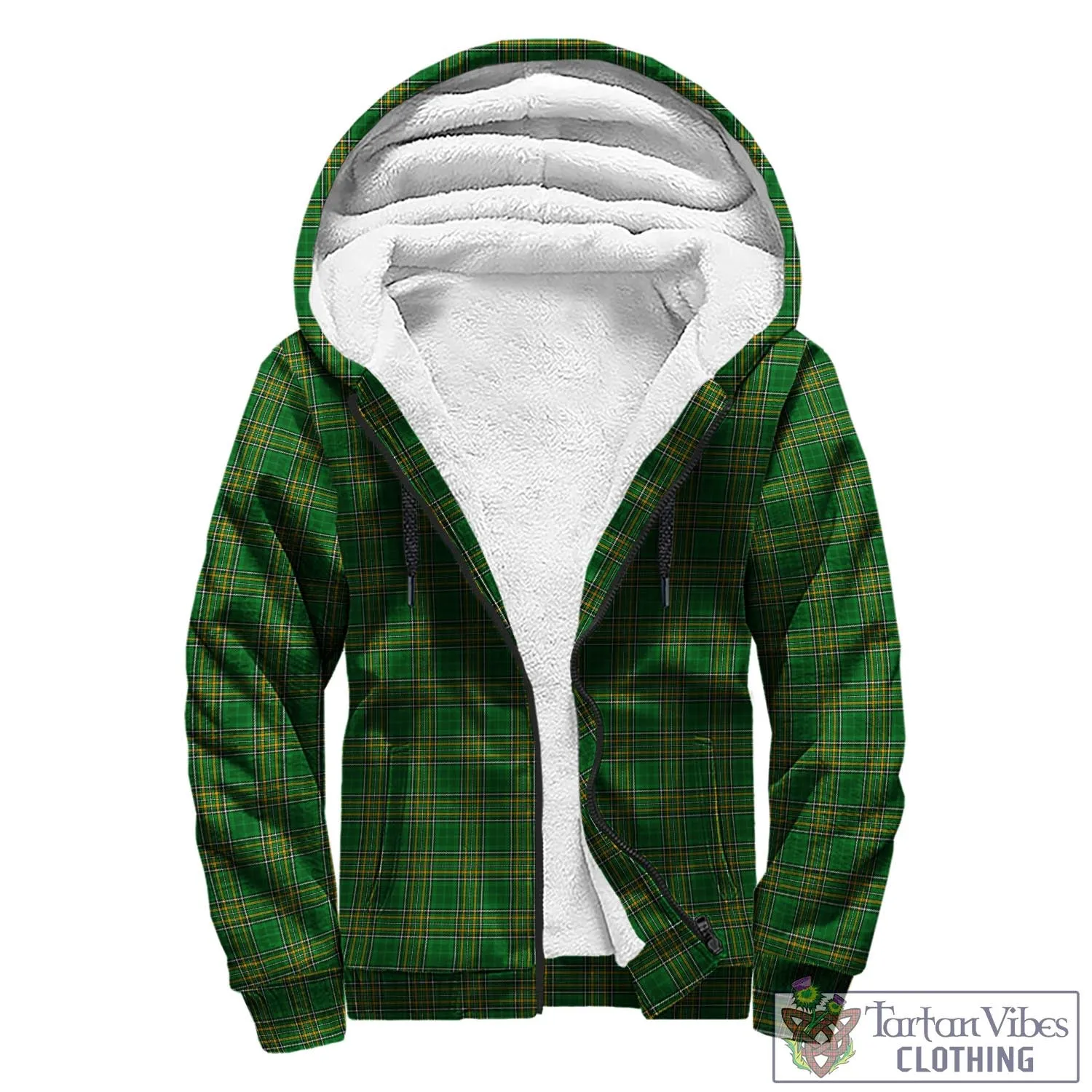 Alcock Irish Clan Tartan Sherpa Hoodie with Coat of Arms