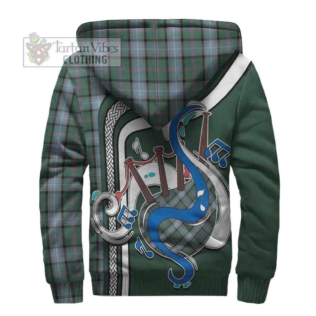 Alexander of Menstry Hunting Tartan Sherpa Hoodie with Epic Bagpipe Style