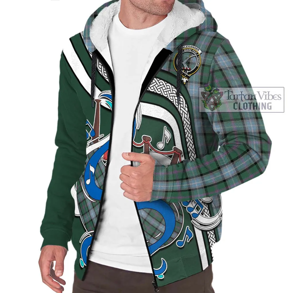 Alexander of Menstry Hunting Tartan Sherpa Hoodie with Epic Bagpipe Style