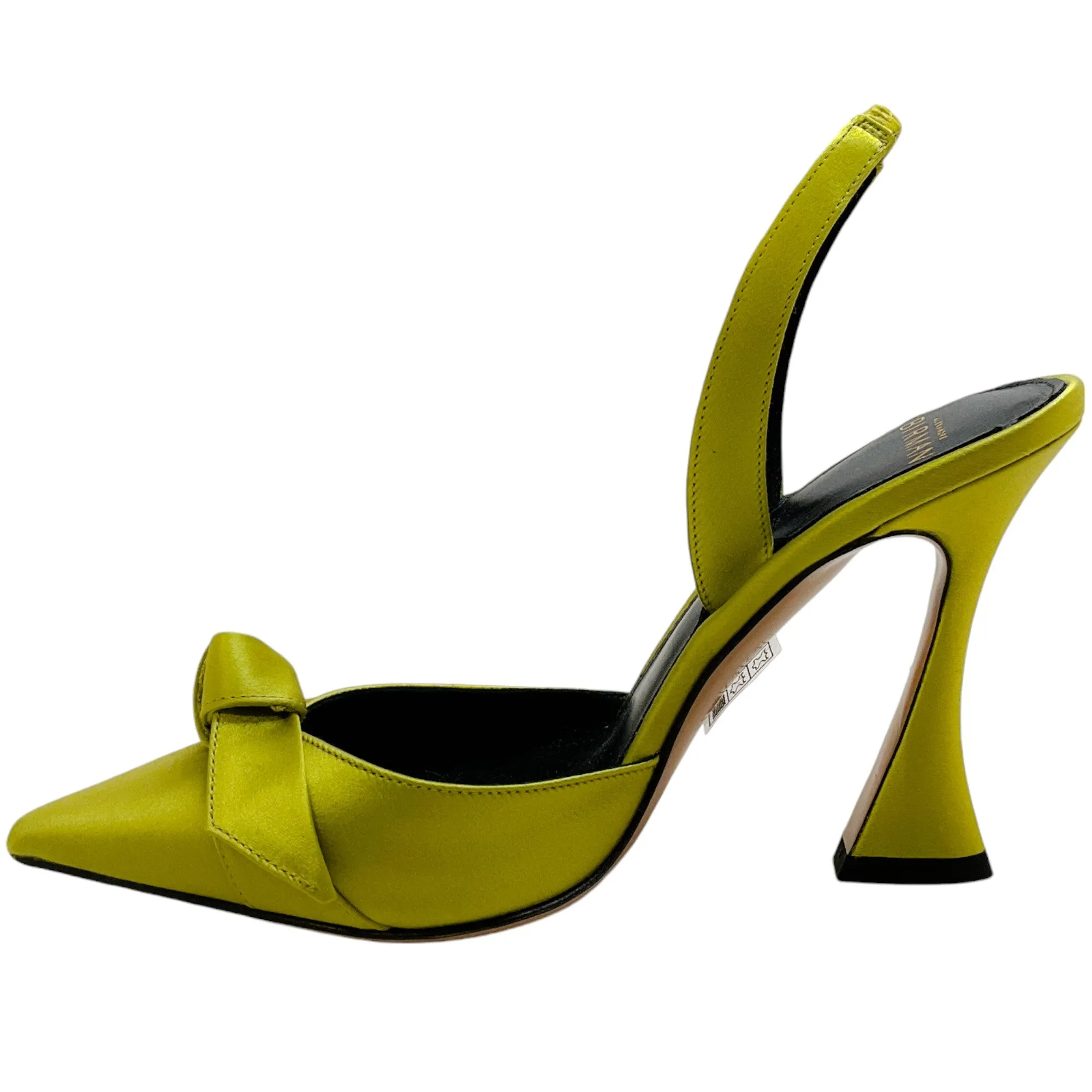 Alexandre Birman Lime Green Satin Clarita Slingback Pumps