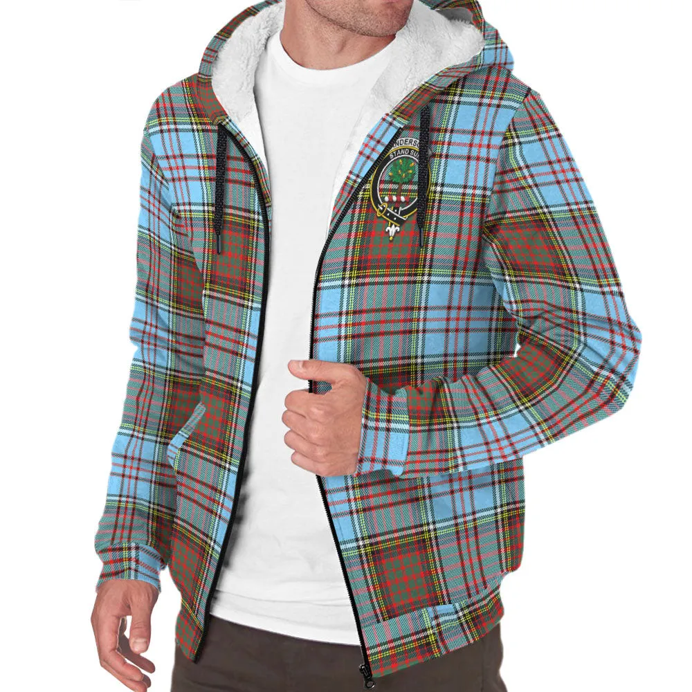 Anderson Ancient Tartan Sherpa Hoodie with Family Crest