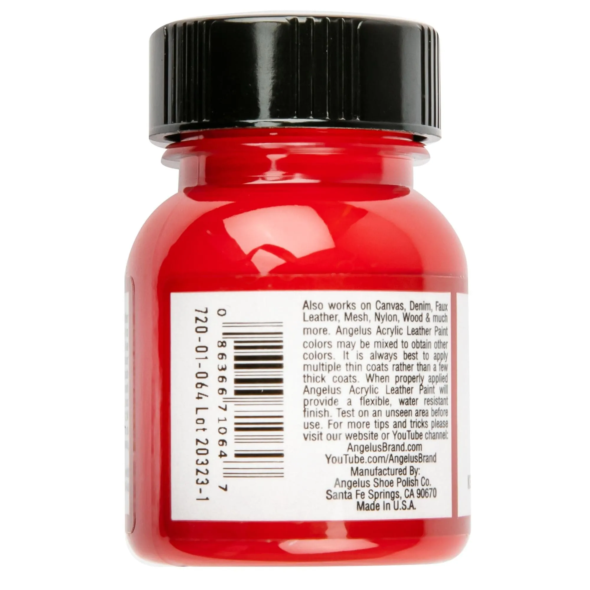 Angelus Acrylic Paint Red #064 29Ml Use On Leather, Vinyl Or Fabric