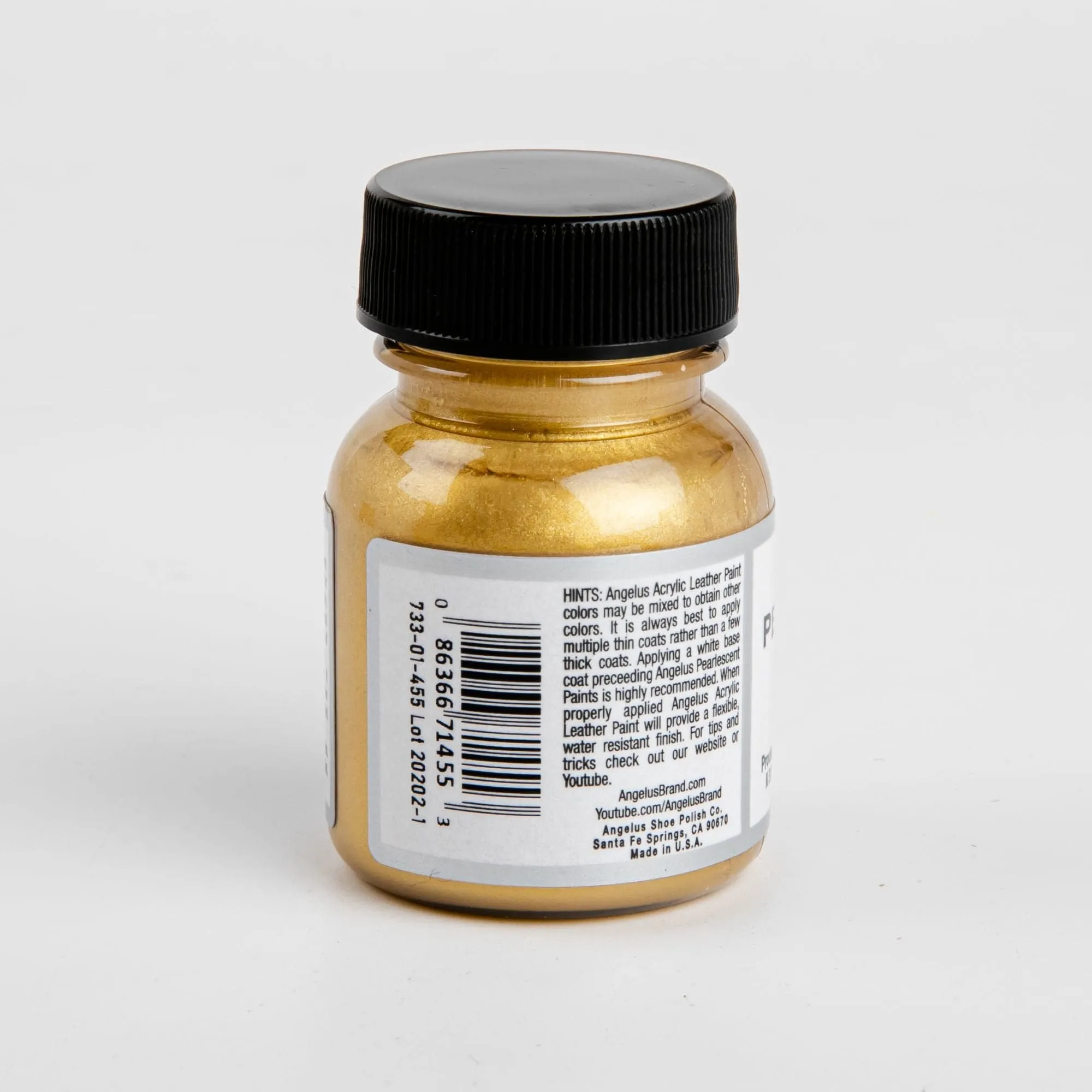 Angelus Pearlescent Acrylic Paint 18K Gold #455 29Ml Use On Leather, Vinyl Or Fabric