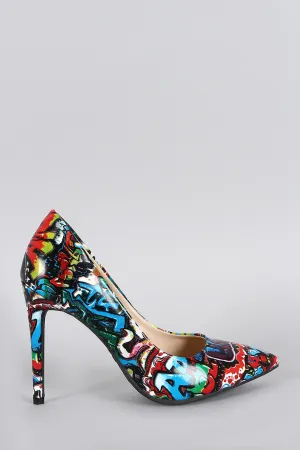 Anne Michelle Graffiti Pointy Toe Pump