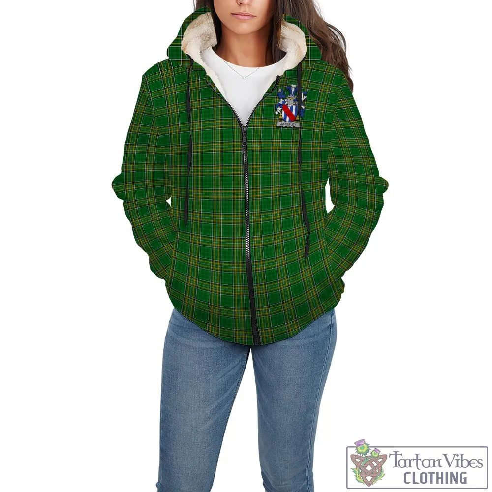 Annesley Irish Clan Tartan Sherpa Hoodie with Coat of Arms