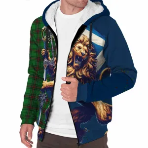 Anstruther Tartan Family Crest Sherpa Hoodie with Scottish Majestic Lion