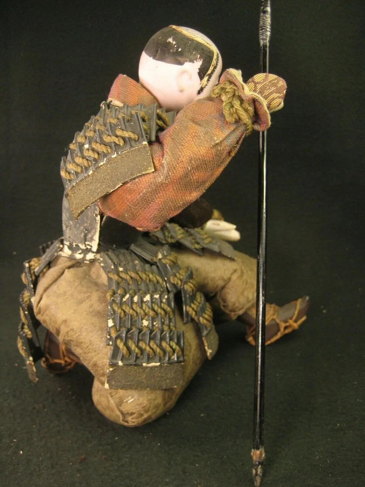 Antique Japanese Meiji Era Samurai Warrior Doll Wooden Gofun Face Full Armor