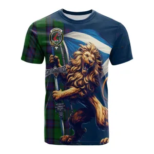 Armstrong Tartan Family Crest Cotton T-shirt with Scottish Majestic Lion