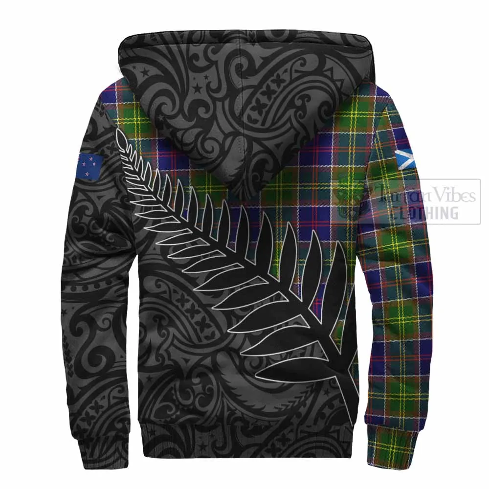 Arnott Crest Tartan Sherpa Hoodie with New Zealand Silver Fern Half Style