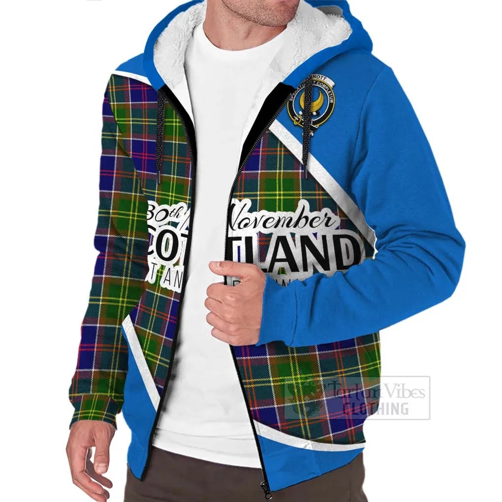 Arnott Family Crest Tartan Sherpa Hoodie Celebrate Saint Andrew's Day in Style