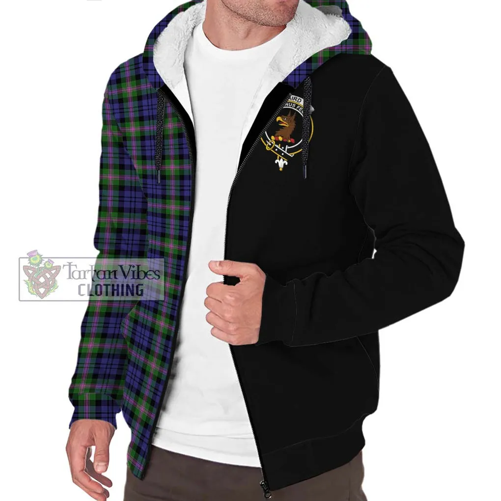 Baird Modern Tartan Sherpa Hoodie with Family Crest and Half Of Me Style