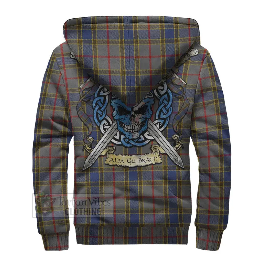 Balfour Tartan Sherpa Hoodie with Family Crest Celtic Skull Style