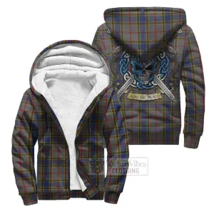 Balfour Tartan Sherpa Hoodie with Family Crest Celtic Skull Style