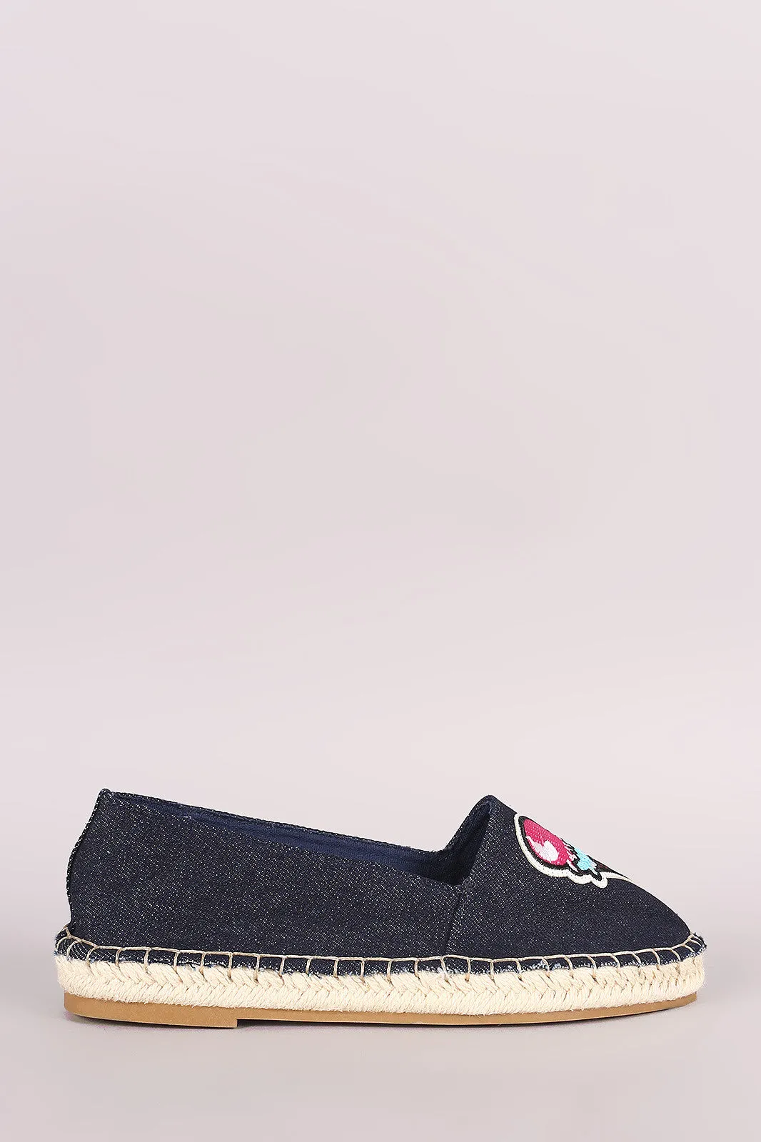 Bamboo Denim Fun Patches Espadrille Flat