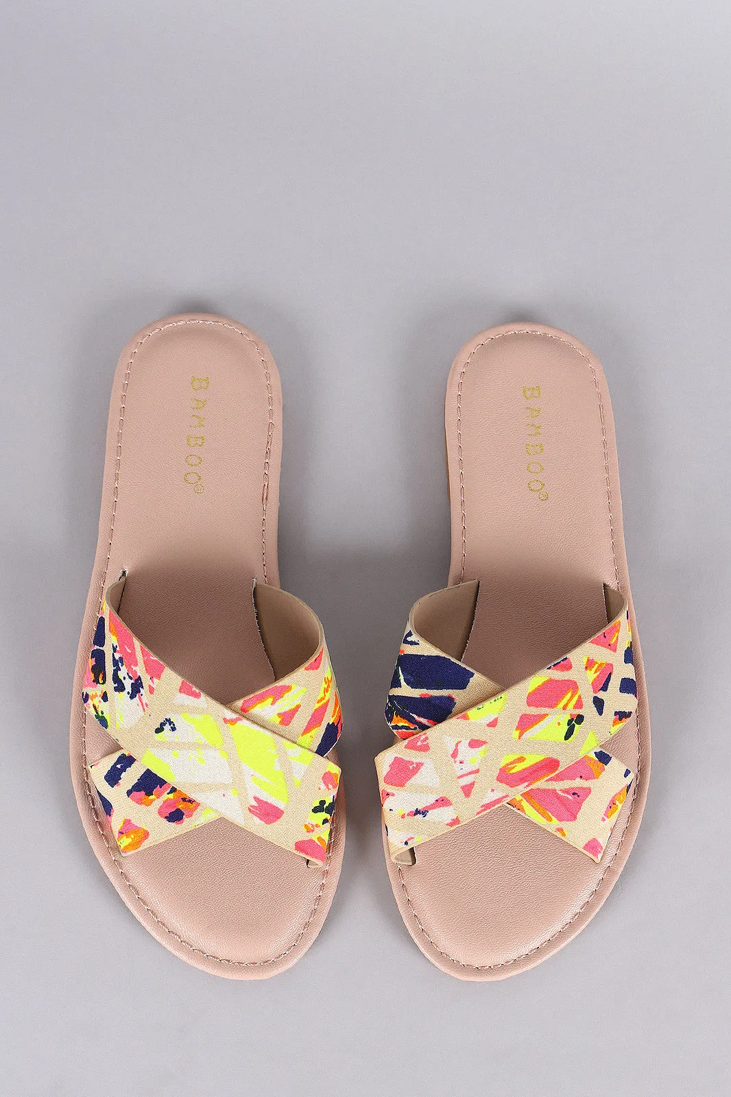 Bamboo Printed Crisscross Slide Sandal