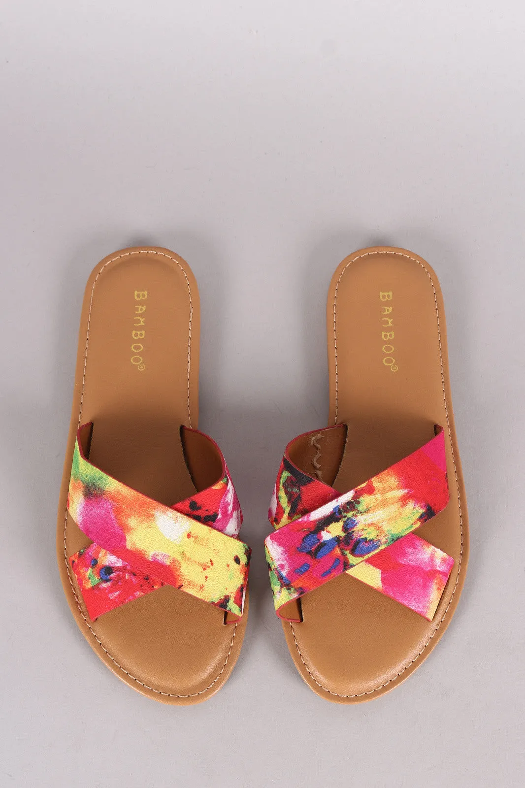 Bamboo Printed Crisscross Slide Sandal