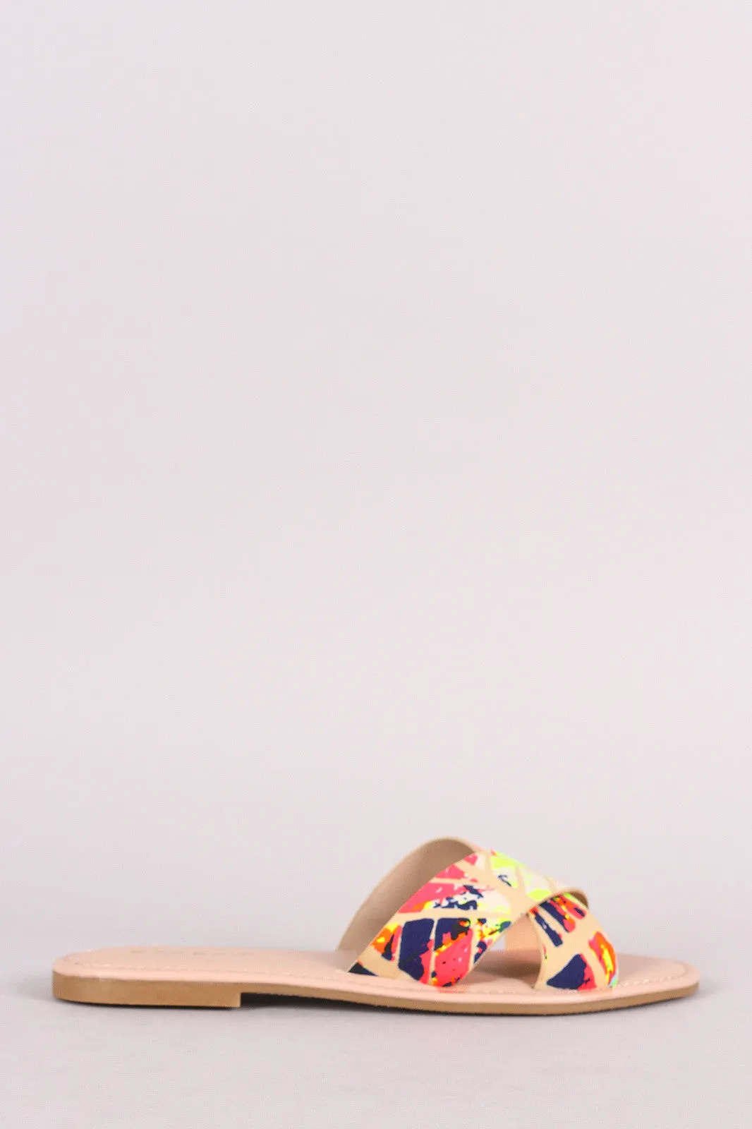 Bamboo Printed Crisscross Slide Sandal