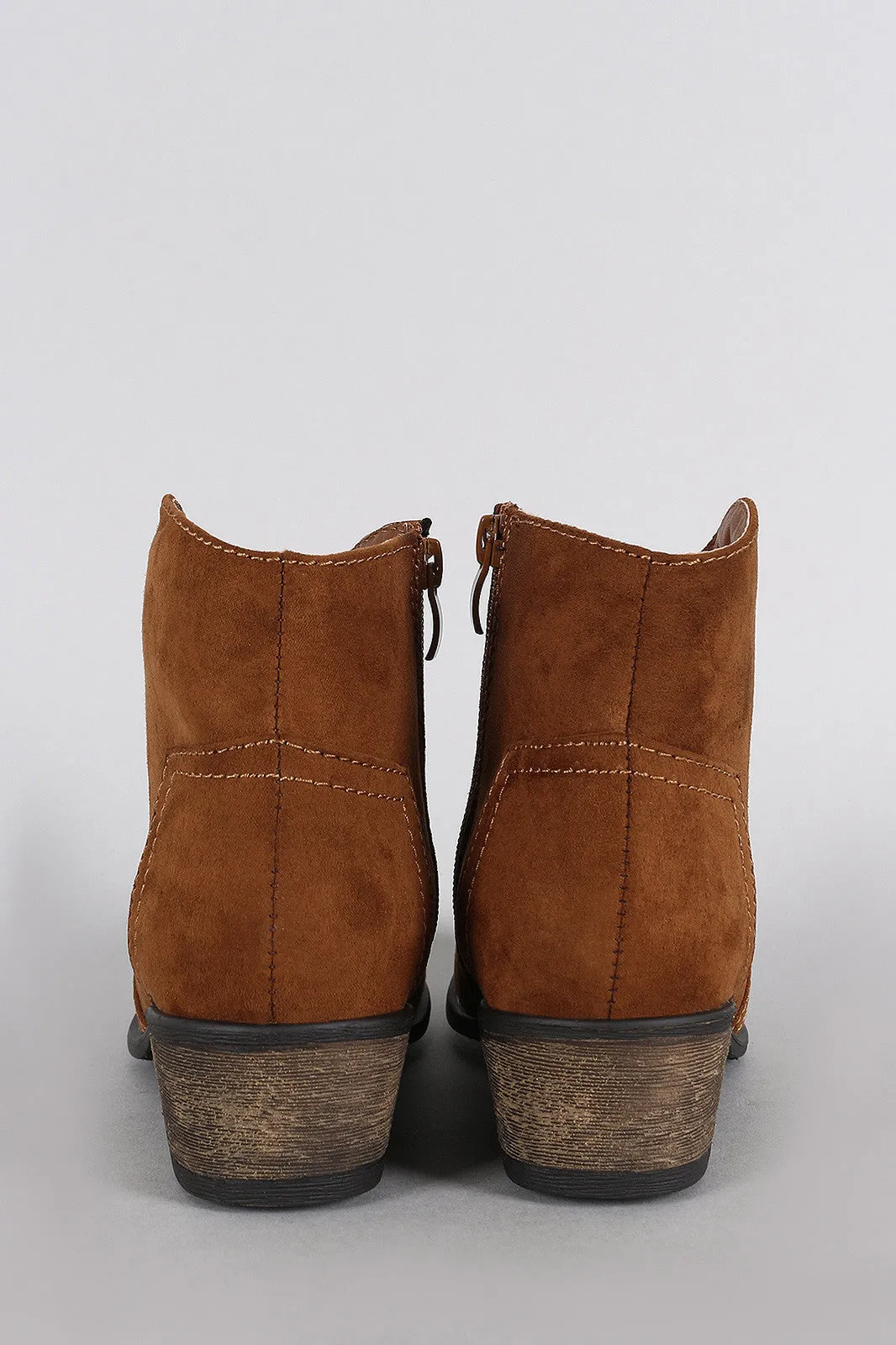 Bamboo Suede Almond Toe Cowgirl Booties