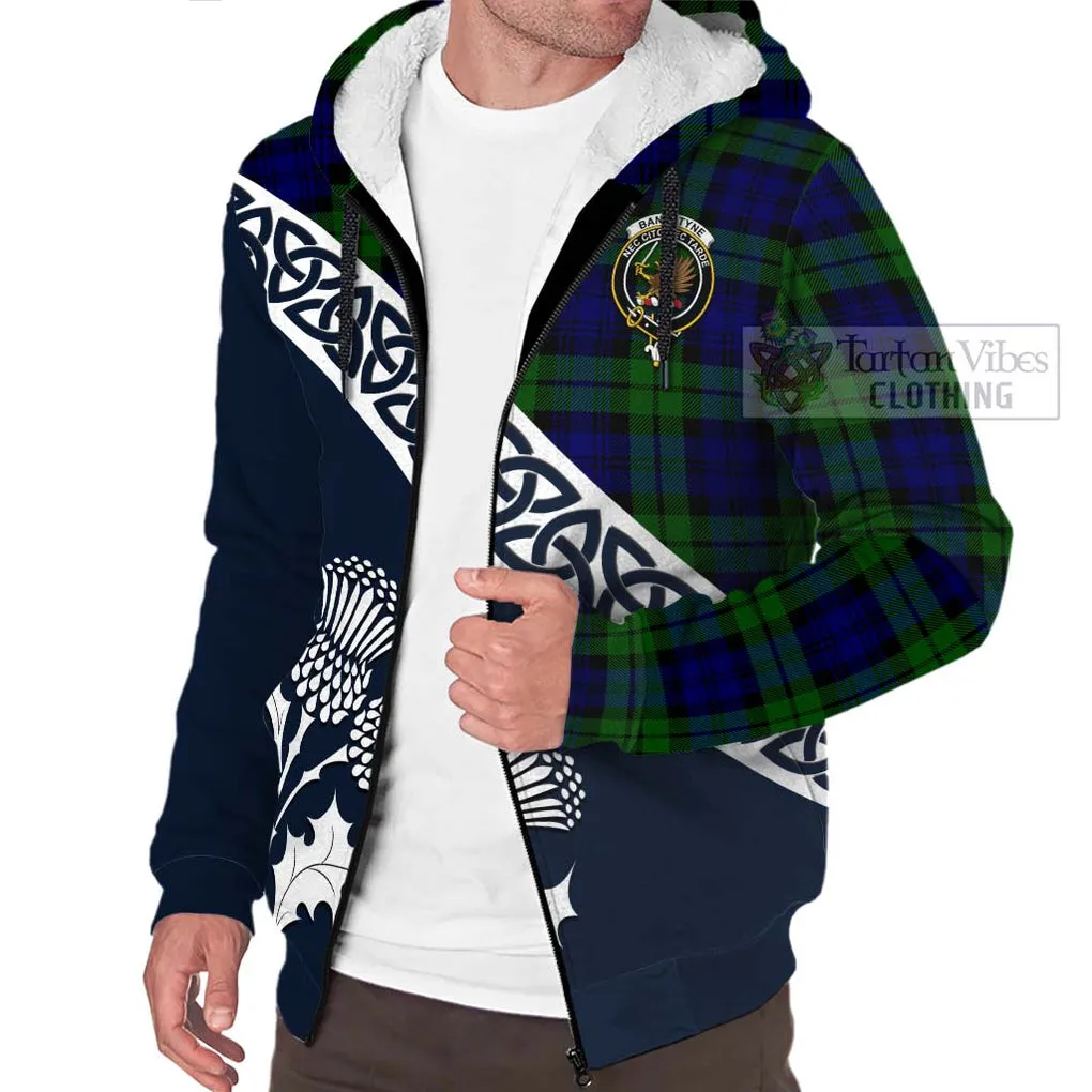 Bannatyne Tartan Sherpa Hoodie Featuring Thistle and Scotland Map