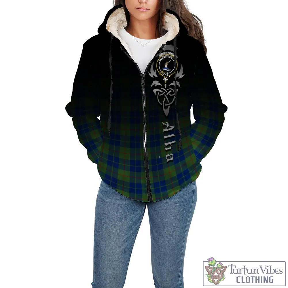 Barclay Hunting Ancient Tartan Sherpa Hoodie Featuring Alba Gu Brath Family Crest Celtic Inspired