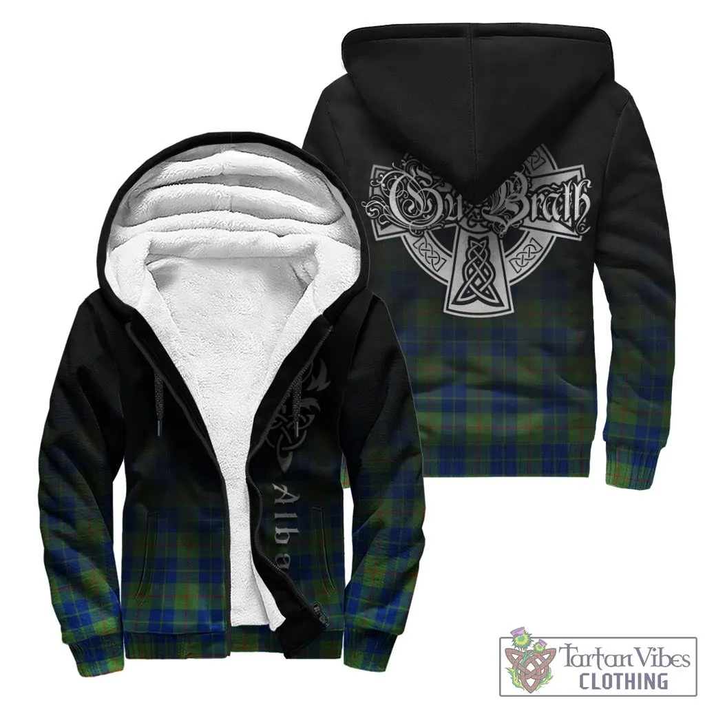 Barclay Hunting Ancient Tartan Sherpa Hoodie Featuring Alba Gu Brath Family Crest Celtic Inspired