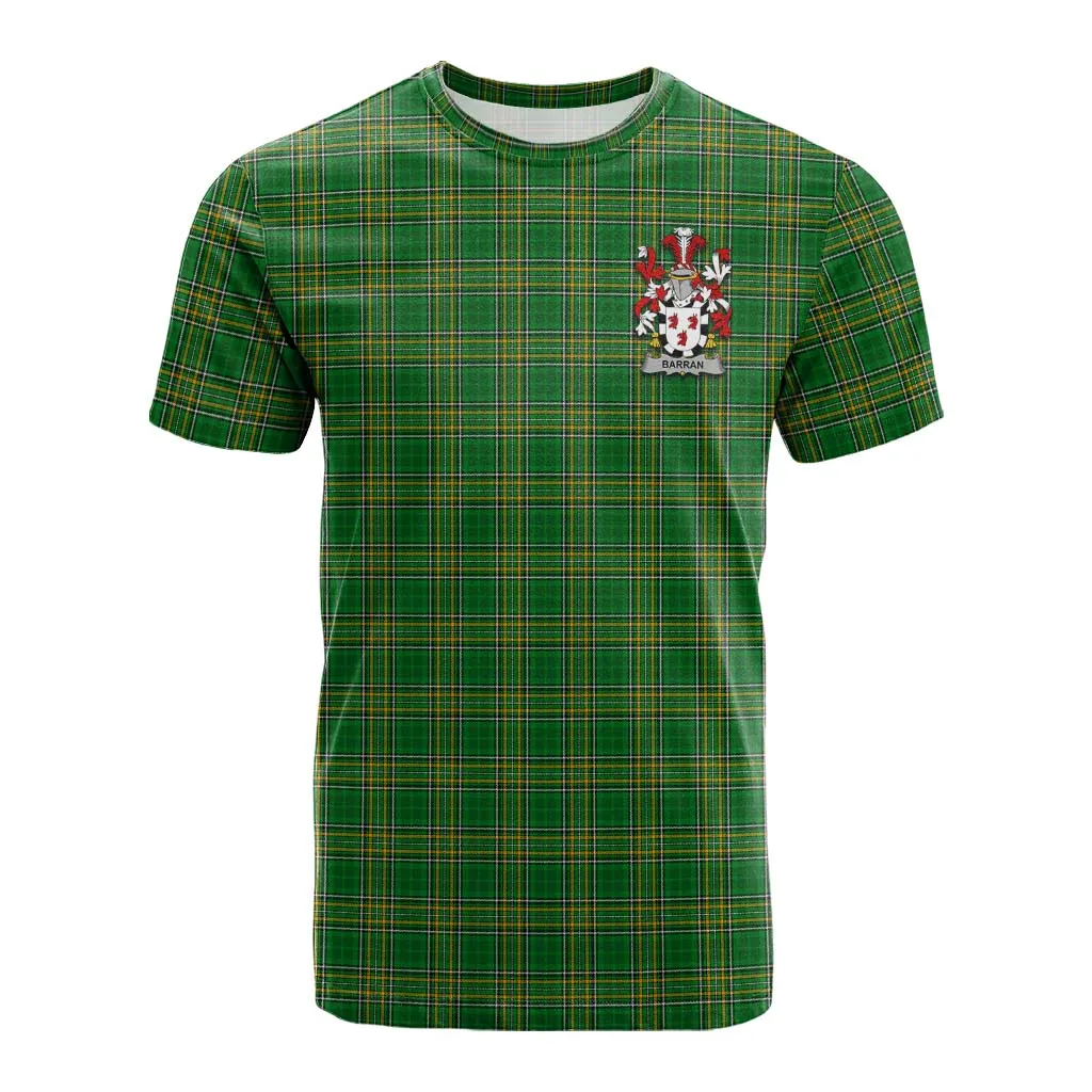 Barran Irish Clan Tartan Cotton T-shirt with Coat of Arms