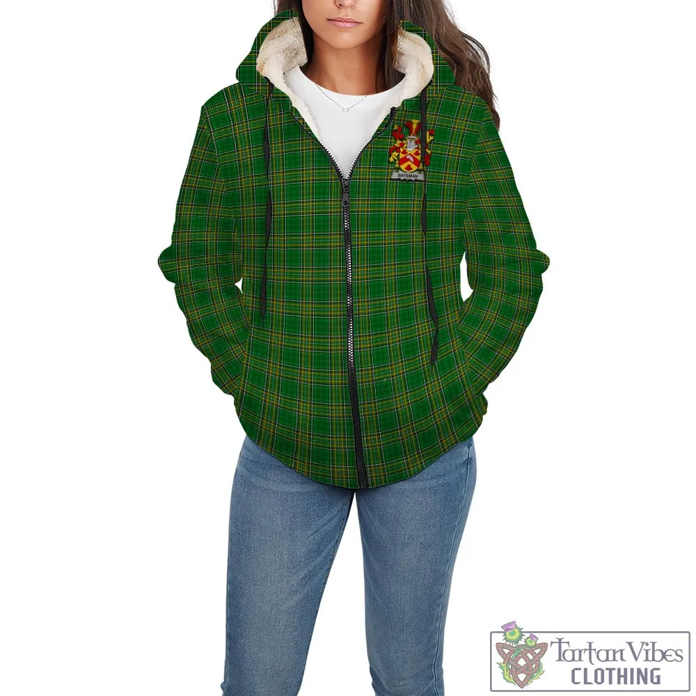 Bateman Irish Clan Tartan Sherpa Hoodie with Coat of Arms