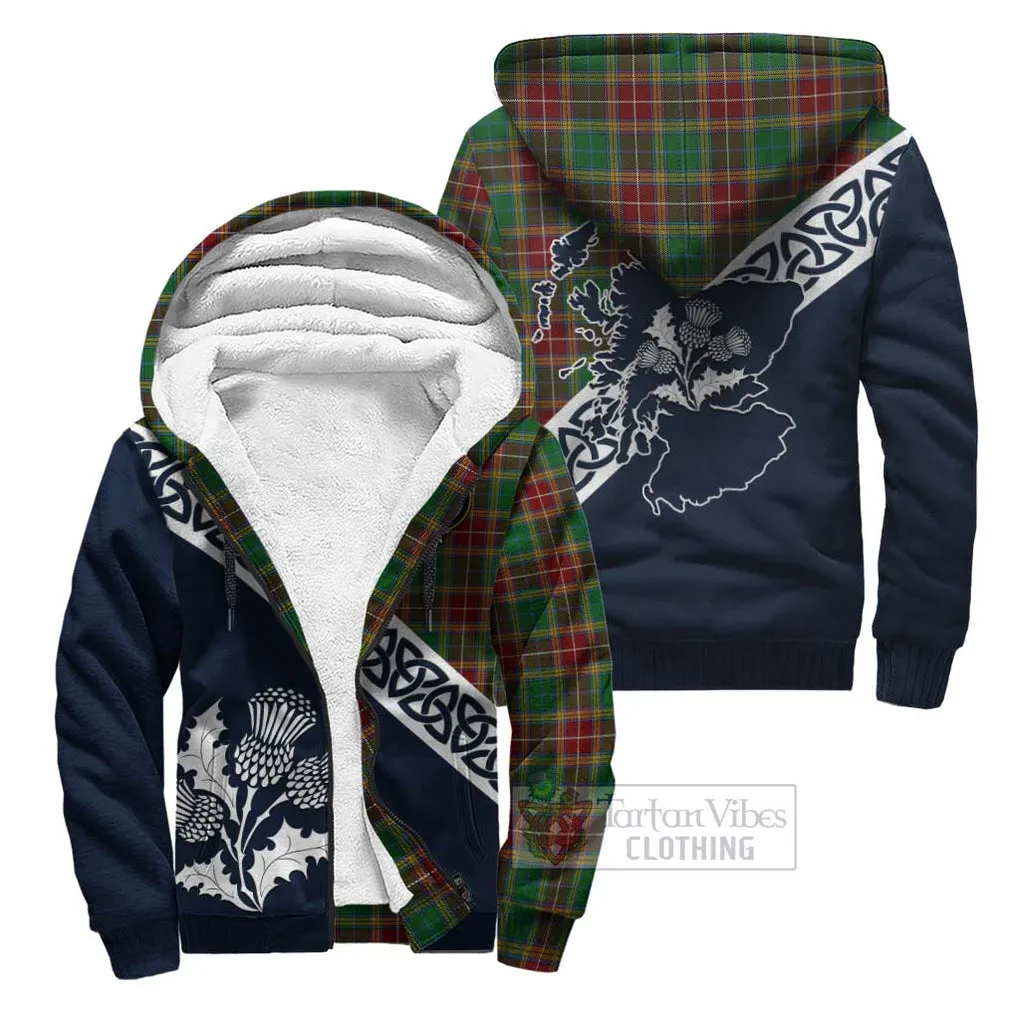 Baxter Tartan Sherpa Hoodie Featuring Thistle and Scotland Map