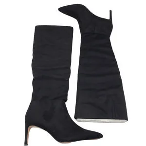 BCBGENERATION - BLACK MARLO WIDE CALF SLOUCH FAUX SUEDE BOOTS **FREE SHIPPING**