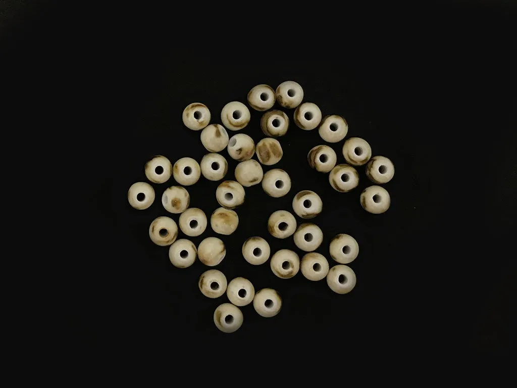 Beige Brown Circular Ceramic Beads