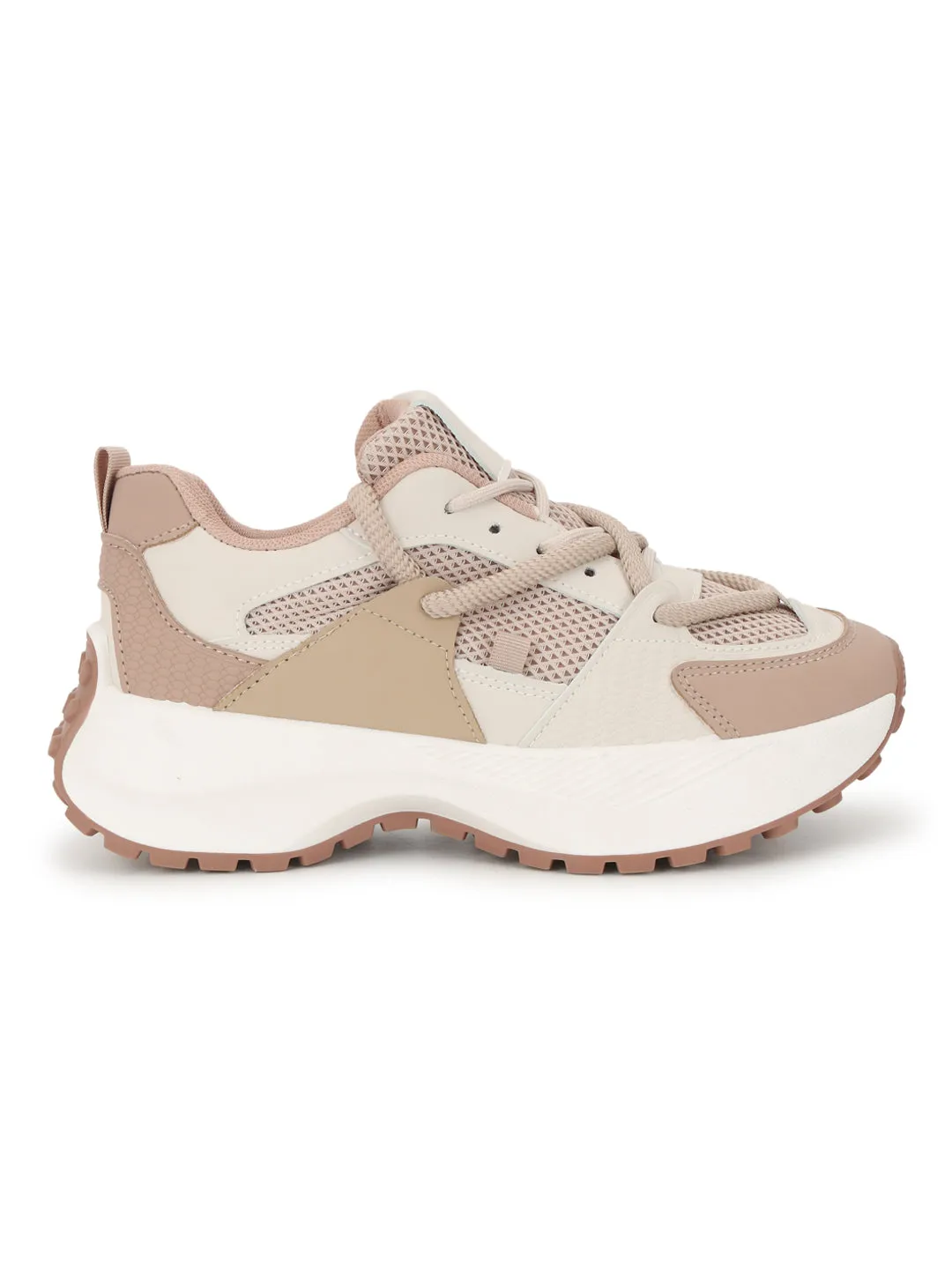 Beige Brown Mesh Stylish Lace-Up Sneakers (TC-RS3617-BEIGBRO)