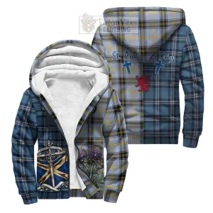 Bell Tartan Sherpa Hoodie Happy St. Andrew's Day Half Tartan Style