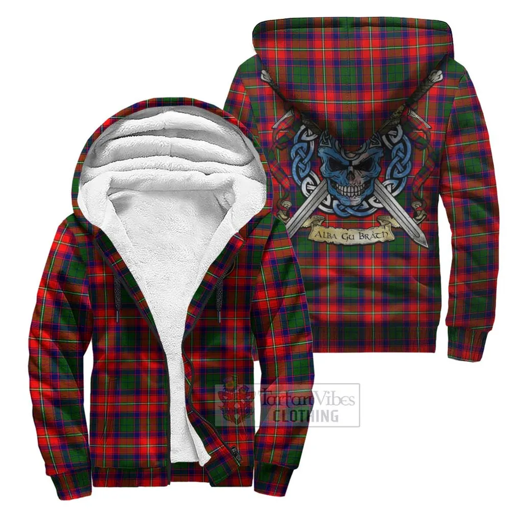 Belshes (Belsches) Tartan Sherpa Hoodie with Family Crest Celtic Skull Style