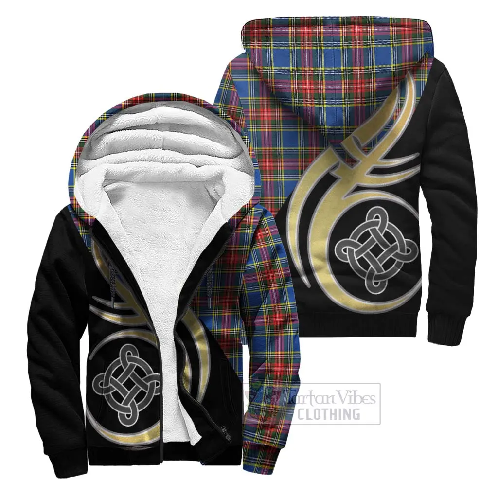 Bethune Tartan Sherpa Hoodie with Family Crest and Celtic Symbol Style