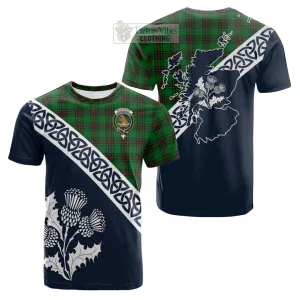 Beveridge Tartan Cotton T-shirt Featuring Thistle and Scotland Map