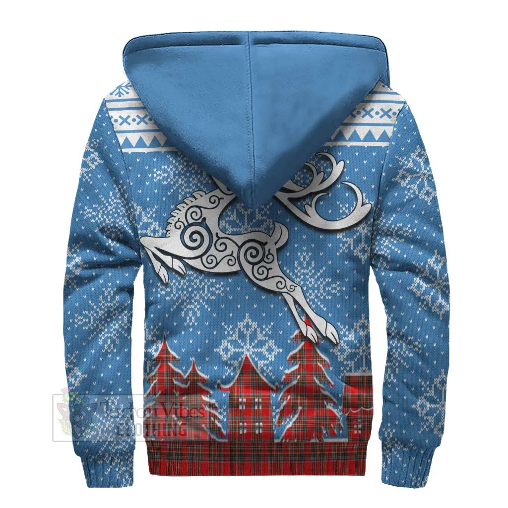 Binning Clan Christmas Sherpa Hoodie Celtic Reindeer Style