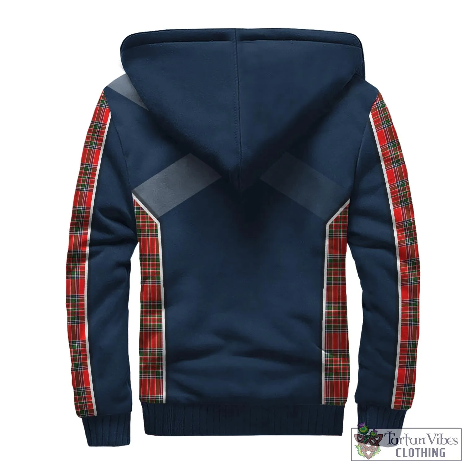 Binning Tartan Sherpa Hoodie with Family Crest and Scottish Thistle Vibes Sport Style