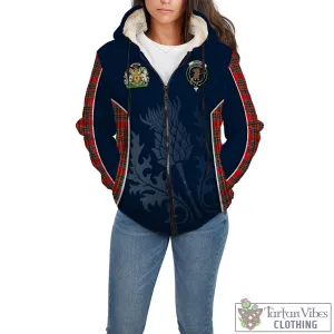 Binning Tartan Sherpa Hoodie with Family Crest and Scottish Thistle Vibes Sport Style