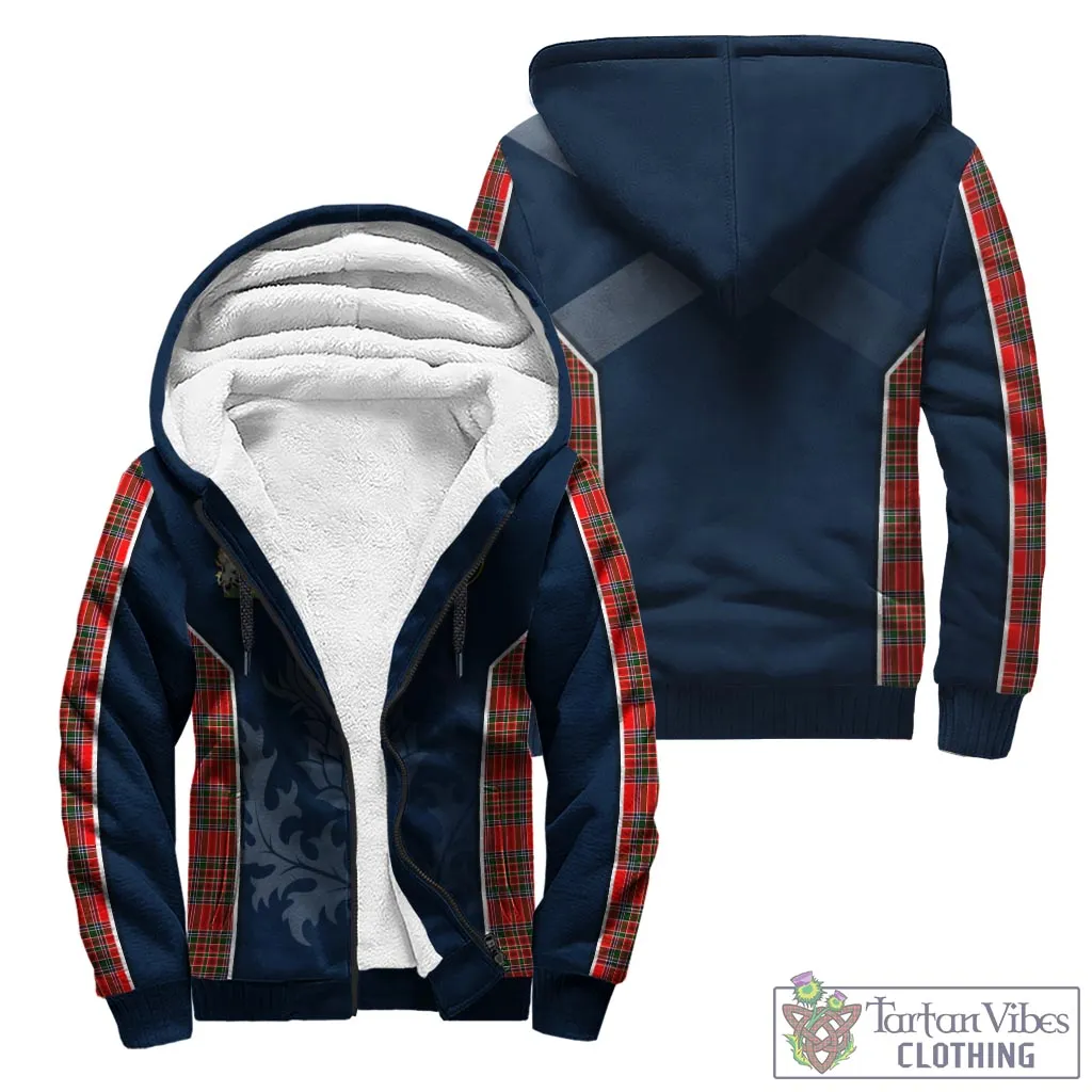 Binning Tartan Sherpa Hoodie with Family Crest and Scottish Thistle Vibes Sport Style