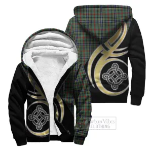 Bisset Tartan Sherpa Hoodie with Family Crest and Celtic Symbol Style