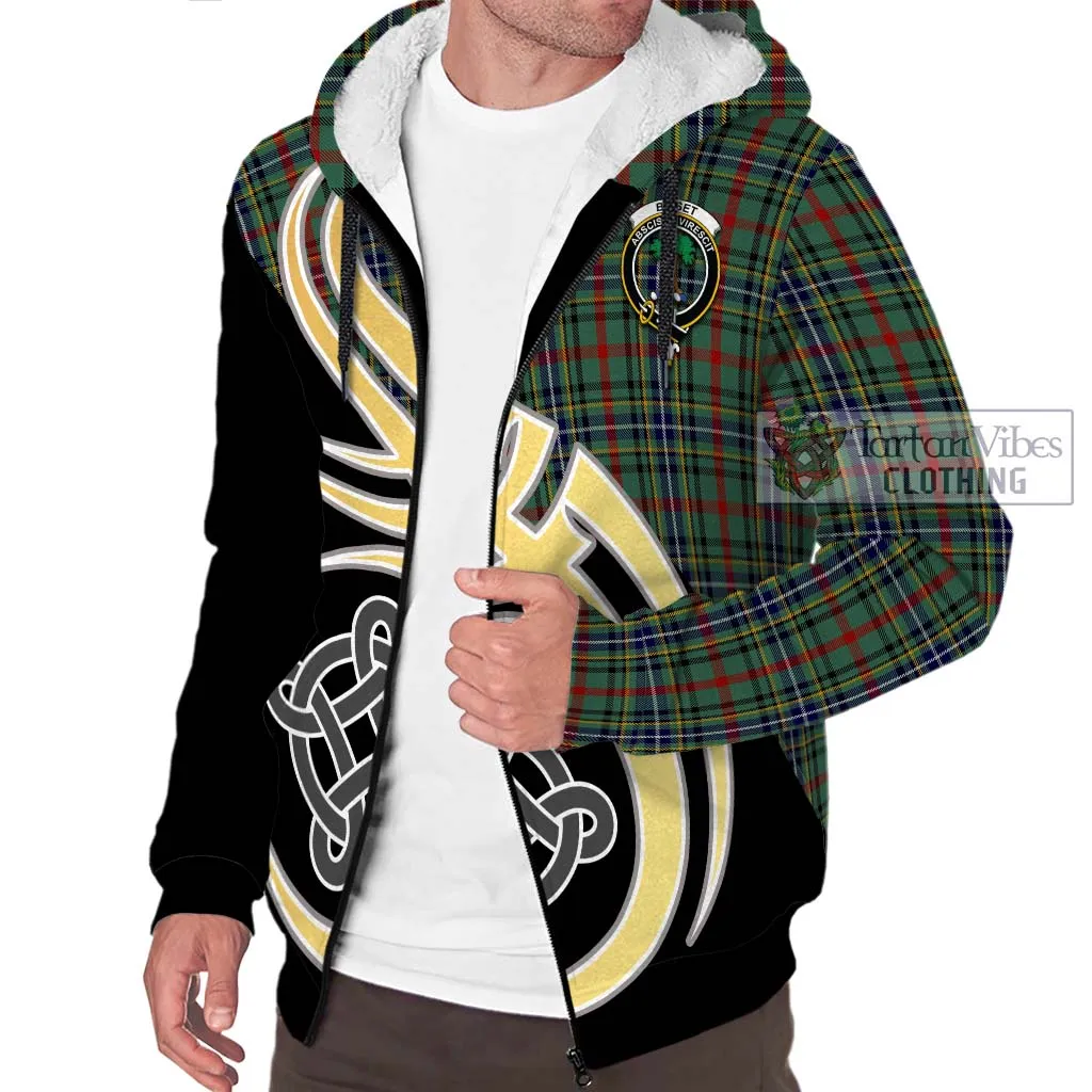 Bisset Tartan Sherpa Hoodie with Family Crest and Celtic Symbol Style